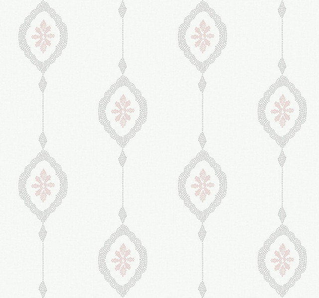 Sand Dollar Stripe Pink Sunset by Seabrook Wallpaper Beach House United States 60.75 25.2" 27" - Fabric Carolina -