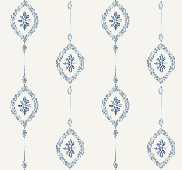 Sand Dollar Stripe Coastal Blue by Seabrook Wallpaper Beach House United States 60.75 25.2" 27" - Fabric Carolina -