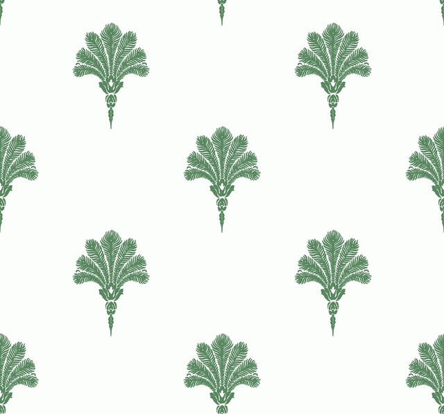 Summer Fan Greenery by Seabrook Wallpaper Beach House United States 60.75 12.6" 27" - Fabric Carolina -