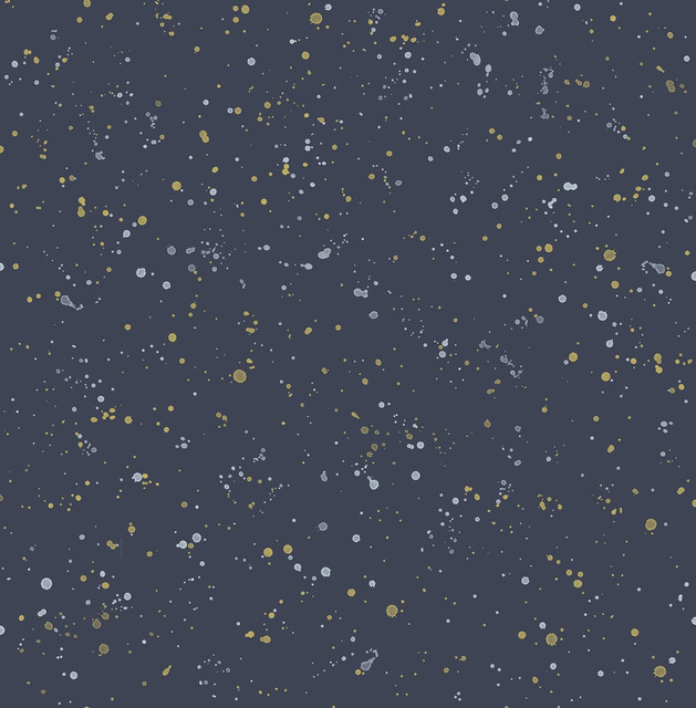 Paint Splatter Navy and Metallic Gold by Seabrook Wallpaper Day Dreamers United States 56.12 20.87" 20.5" - Fabric Carolina -