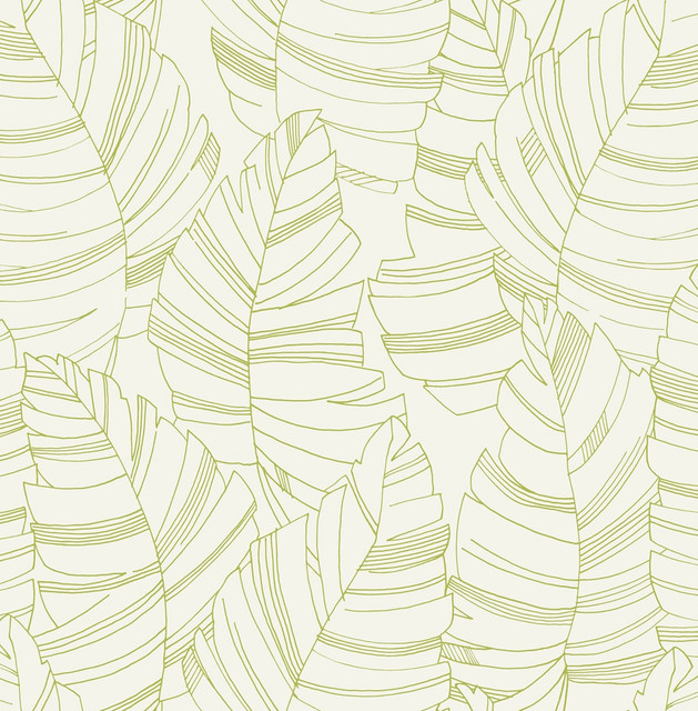 Jungle Leaves Green Apple by Seabrook Wallpaper Day Dreamers United States 56.12 20.87" 20.5" - Fabric Carolina -