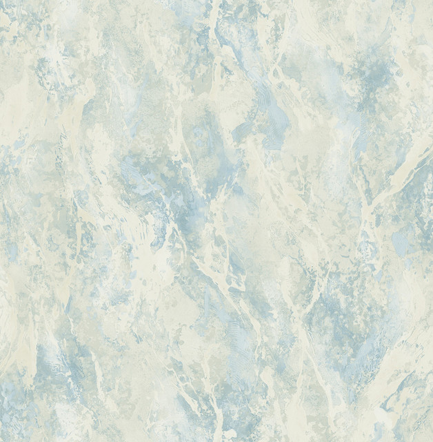 Paint Splatter Metallic Powder Blue and Cream by Seabrook Wallpaper French Impressionist United States 56.12 20.87" 20.5" - Fabric Carolina -