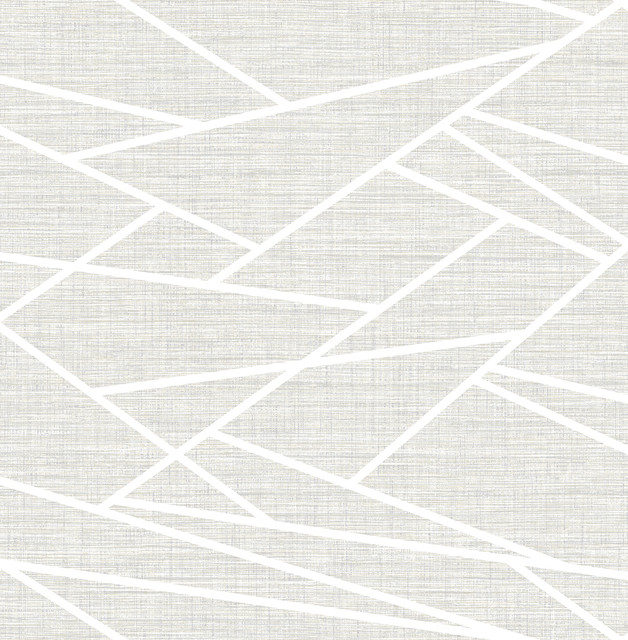 Cecita Puzzle Heather Gray and White by Seabrook Wallpaper Lugano United States 56.05 20.87" 20.5" - Fabric Carolina -
