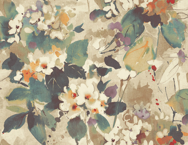 Chambon Ocean Blue, Latte, and Orange by Seabrook Wallpaper Lugano United States 60.75 20.87" 27" - Fabric Carolina -