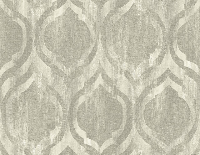 Old Danube Ogee Gray and Off-White by Seabrook Wallpaper Lugano United States 60.75 20.87" 27" - Fabric Carolina -