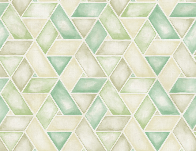 Kentmere Geo Mint, Spruce, and Off-White by Seabrook Wallpaper Lugano United States 60.75 20.87" 27" - Fabric Carolina -