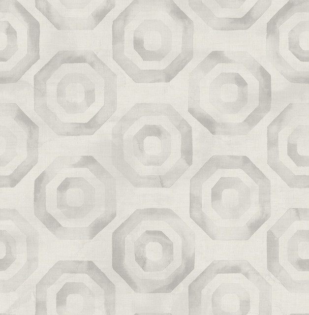 Faravel Geo Light Gray and Off-White by Seabrook Wallpaper Lugano United States 56.05 20.87" 20.5" - Fabric Carolina -