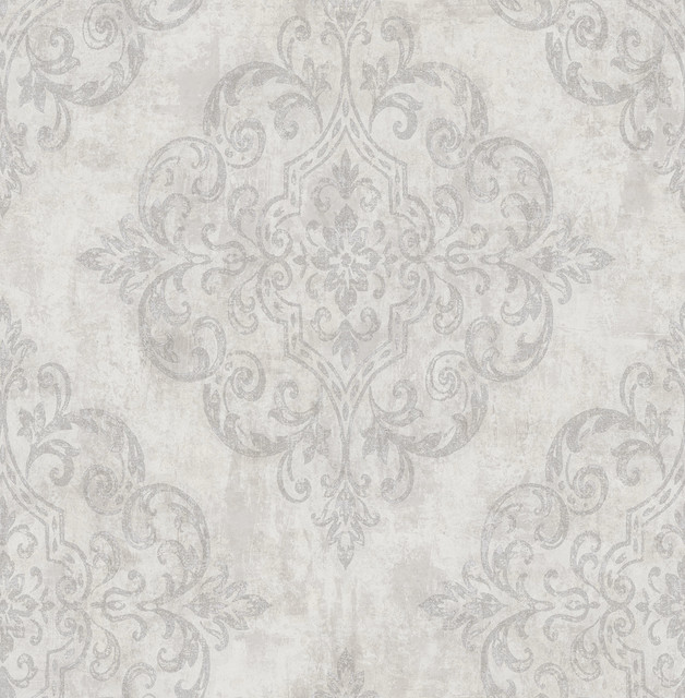 Atelier Gray, Metallic Gold, and Off-White by Seabrook Wallpaper Nouveau Luxe United States 56.05 20.87" 20.5" - Fabric Carolina -