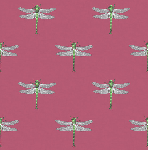 Catalina Rose Pink, Green, Metallic Silver, and Black by Seabrook Wallpaper Tortuga United States 56.05 10.4" 20.5" - Fabric Carolina -