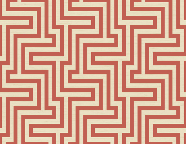 Martinique Rust Orange and Off-White by Seabrook Wallpaper Tortuga United States 60.75 10.4" 27" - Fabric Carolina -