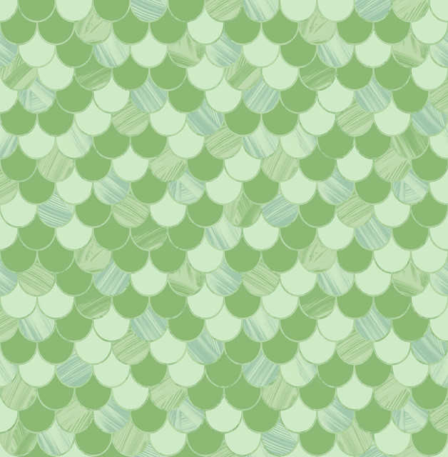 Catalina Scales Pear Green, Mint, and Metallic by Seabrook Wallpaper Tortuga United States 56.05 20.87" 20.5" - Fabric Carolina -