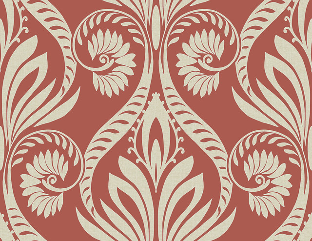 Bonaire Scarlet Red and Off-White by Seabrook Wallpaper Tortuga United States 60.75 20.87" 27" - Fabric Carolina -