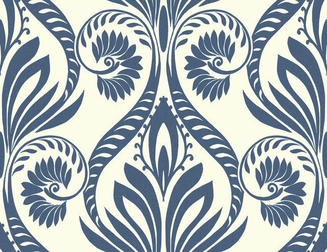 Bonaire Navy Blue and White by Seabrook Wallpaper Tortuga United States 60.75 20.87" 27" - Fabric Carolina -