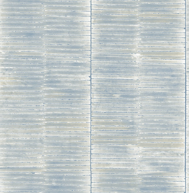 Dynasty Bamboo Periwinkle and Metallic Pearl by Seabrook Wallpaper Koi United States 56.05 20.87" 20.5" - Fabric Carolina -