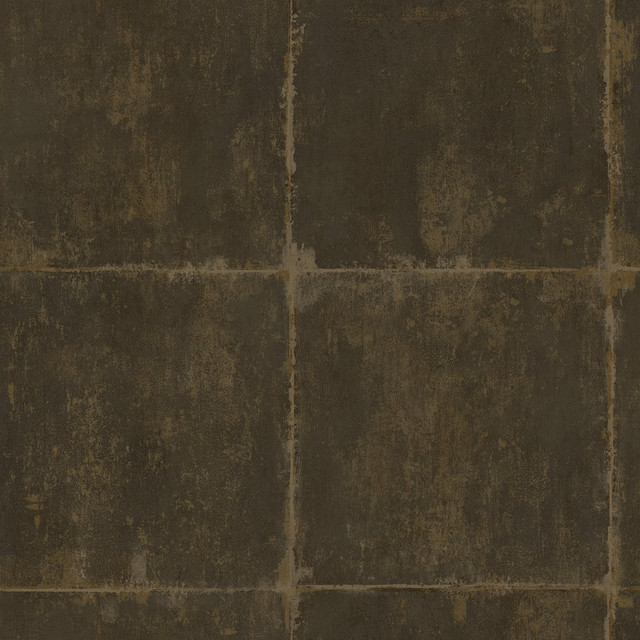 Great Wall Blocks Metallic Mocha and Gold by Seabrook Wallpaper Koi United States 60.75 27" 27" - Fabric Carolina -