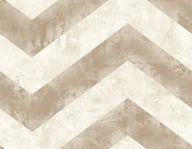 Hubble Chevron Metallic Taupe and Ivory by Seabrook Wallpaper Avant Garde United States 60.75 20.87" 27" - Fabric Carolina -
