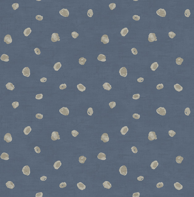 Hubble Dots Metallic Blue and Silver by Seabrook Wallpaper Avant Garde United States 56.05 20.87" 20.5" - Fabric Carolina -