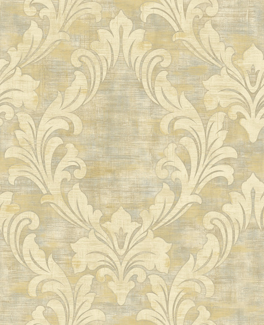 Kepler Damask Metallic Pearl and Gold by Seabrook Wallpaper Avant Garde United States 56.05 25.2" 20.5" - Fabric Carolina -