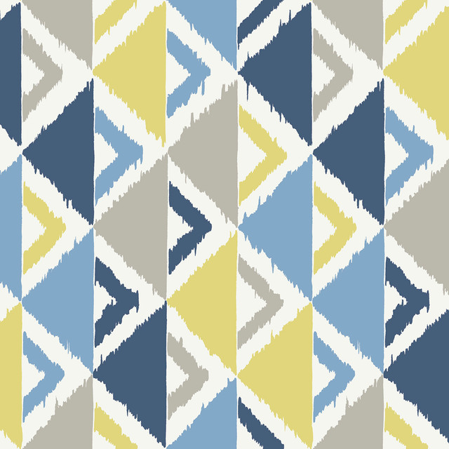 Dino Peak Blue, Gray, and Gold by Seabrook Wallpaper Playdate Adventure United States 60.75 20.87" 27" - Fabric Carolina -
