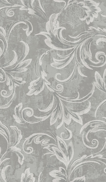 Scroll Silver, Gray, and Ivory by Seabrook Wallpaper Aura Netherlands 56.05 36" 20.5" - Fabric Carolina -