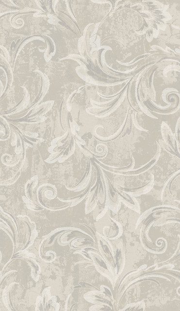 Scroll Champagne, Silver, and Ivory by Seabrook Wallpaper Aura Netherlands 56.05 36" 20.5" - Fabric Carolina -