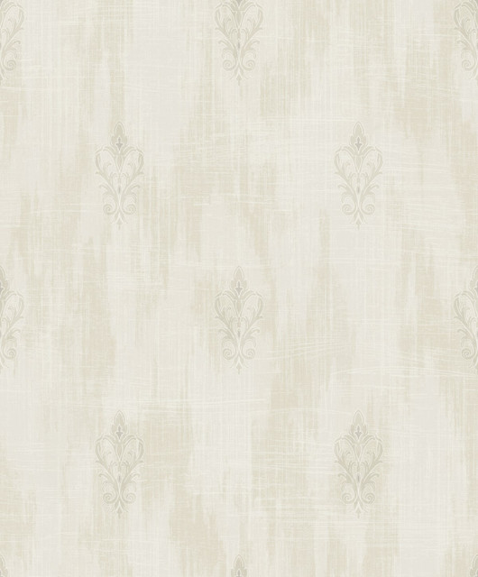 Fleur de Lis Silver and Pearl by Seabrook Wallpaper Aura Netherlands 56.05 25.2" 20.5" - Fabric Carolina -