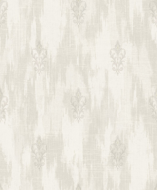 Fleur de Lis Silver and Alabaster by Seabrook Wallpaper Aura Netherlands 56.05 25.2" 20.5" - Fabric Carolina -