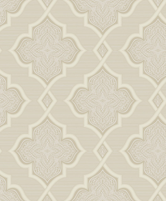 Trellis Beige, Ivory, and Glitter by Seabrook Wallpaper Aura Netherlands 56.05 6.3" 20.5" - Fabric Carolina -