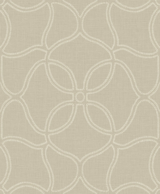 Geo Lattice Beige and Ivory by Seabrook Wallpaper Aura Netherlands 56.05 25.2" 20.5" - Fabric Carolina -