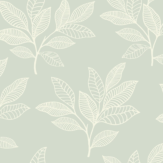 Paradise Leaves Mint by Seabrook Wallpaper Boho Rhapsody United States 56.05 20.87" 20.5" - Fabric Carolina -