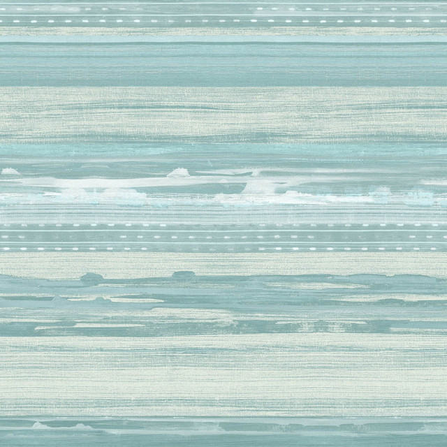 Horizon Brushed Stripe Teal, Seafoam, and Ivory by Seabrook Wallpaper Boho Rhapsody United States 60.75 20.87" 27" - Fabric Carolina -