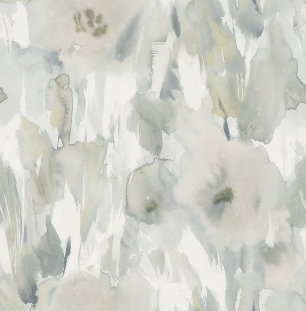 Watercolor Floral Metallic Champagne, Gray, & Off-White by Seabrook Wallpaper L'Atelier de Paris United States 56.05 20.87" 20.5" - Fabric Carolina -