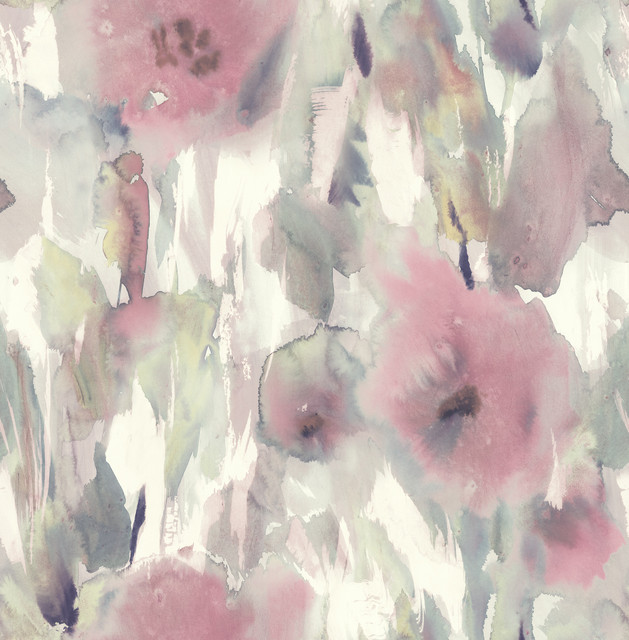 Watercolor Floral Pearl, Blush, & Gray by Seabrook Wallpaper L'Atelier de Paris United States 56.05 20.87" 20.5" - Fabric Carolina -