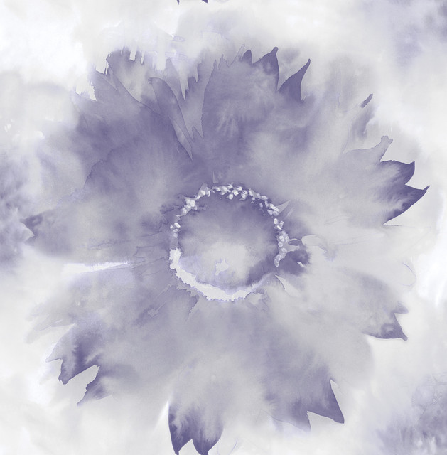 Watercolor Sunflower Metallic Purple Haze & Pearl by Seabrook Wallpaper L'Atelier de Paris United States 56.05 20.87" 20.5" - Fabric Carolina -
