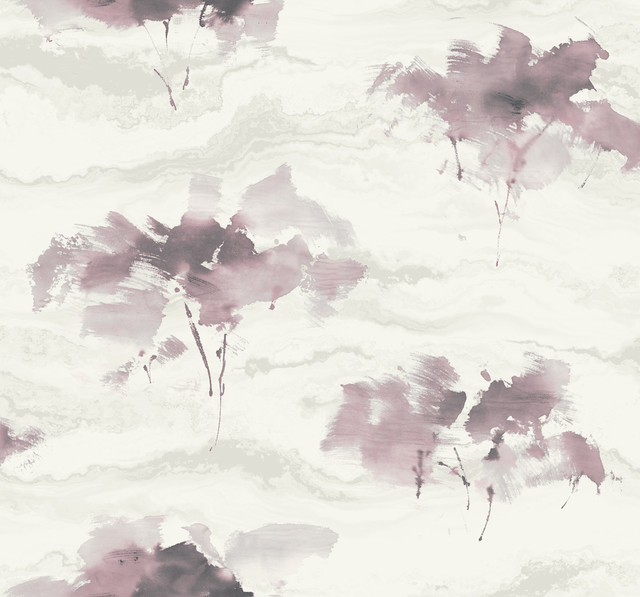 Brushstroke Trees Metallic Mauve, Ebony, & Pearl by Seabrook Wallpaper L'Atelier de Paris United States 60.75 25.2" 27" - Fabric Carolina -