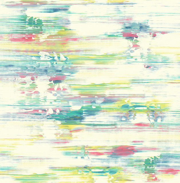 Spatula Stripes Lime Green, Teal, & Hot Pink by Seabrook Wallpaper L'Atelier de Paris United States 56.05 20.87" 20.5" - Fabric Carolina -