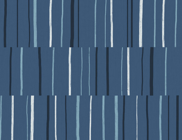 Block Lines Blueberry, Midnight, and Blue Skies by Seabrook Wallpaper Living with Art United States 60.53 20.87" 27" - Fabric Carolina -
