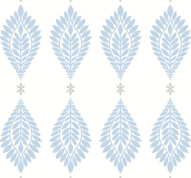 Mirasol Palm Frond Carolina Blue and Eggshell by Seabrook Wallpaper Luxe Retreat United States 60.53 25.2" 27" - Fabric Carolina -