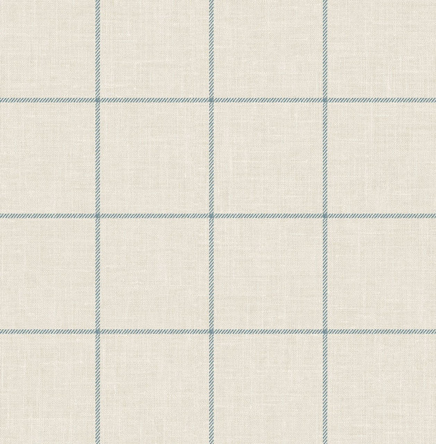 Linen Check Alabaster and Air Force Blue by Seabrook Wallpaper Luxe Retreat United States 56.05 5.22" 20.5" - Fabric Carolina -