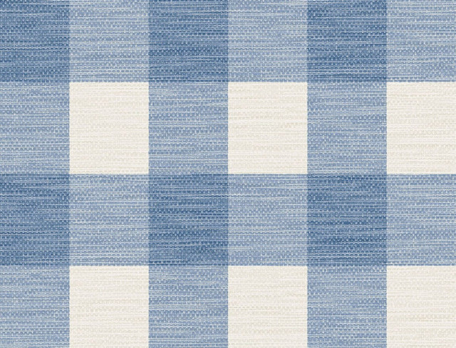 Rugby Gingham Coastal Blue and Ivory by Seabrook Wallpaper Luxe Retreat United States 60.53 10.43" 27" - Fabric Carolina -