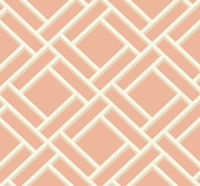 Block Trellis Melon and Arrowroot by Seabrook Wallpaper Luxe Retreat United States 60.53 12.6" 27" - Fabric Carolina -