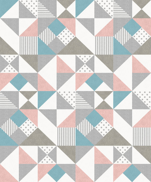 Lozenge Geometric Metallic Silver & Perry Teal by Seabrook Wallpaper Mondrian Netherlands 56.5 25.2" 20.5" - Fabric Carolina -