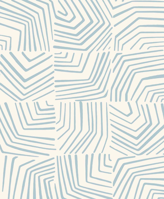 Linework Maze Sky Blue by Seabrook Wallpaper The Simple Life Netherlands 57.5 25.2" 20.9" - Fabric Carolina -