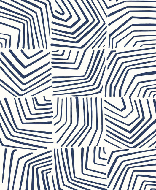 Linework Maze Imperial Blue by Seabrook Wallpaper The Simple Life Netherlands 57.5 25.2" 20.9" - Fabric Carolina -