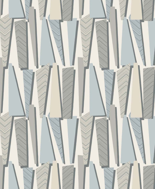 Geometric Shadows Aquamarine by Seabrook Wallpaper The Simple Life Netherlands 57.5 12.6" 20.9" - Fabric Carolina -