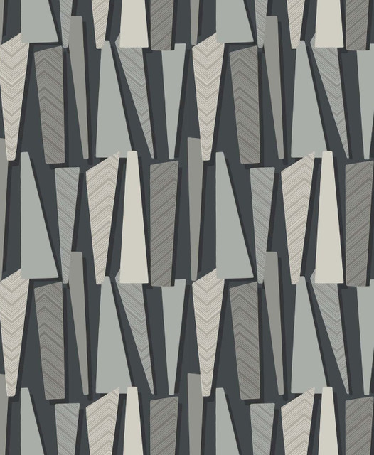 Geometric Shadows Onyx by Seabrook Wallpaper The Simple Life Netherlands 57.5 12.6" 20.9" - Fabric Carolina -