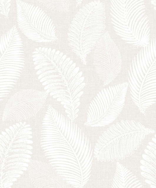 Tossed Leaves Cool Linen by Seabrook Wallpaper White Heron Netherlands 57.5 25.2" 20.9" - Fabric Carolina -