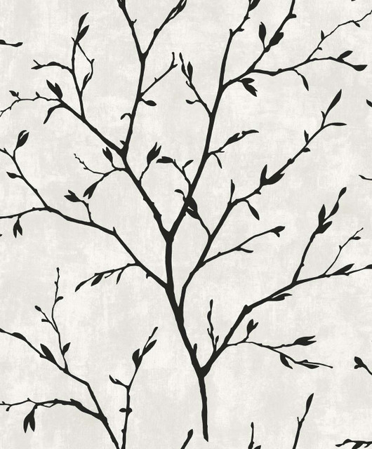 Avena Branches Contrast by Seabrook Wallpaper White Heron Netherlands 57.5 25.2" 20.9" - Fabric Carolina -