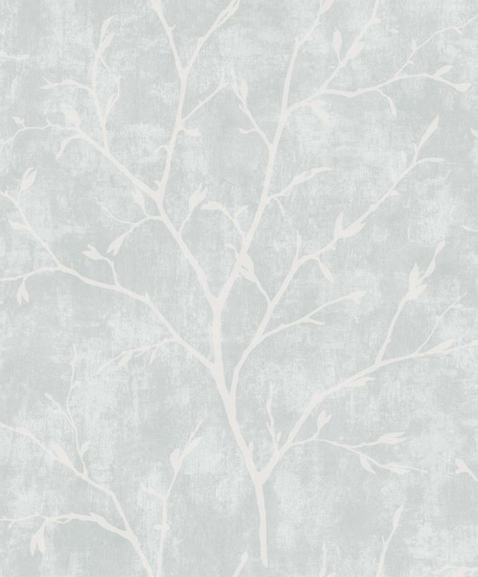 Avena Branches Winter Grey by Seabrook Wallpaper White Heron Netherlands 57.5 25.2" 20.9" - Fabric Carolina -