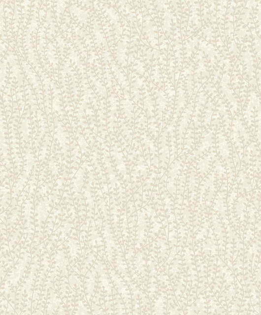 Seaweed Beaded Branches Off White Satin by Seabrook Wallpaper White Heron Netherlands 57.5 25.2" 20.9" - Fabric Carolina -